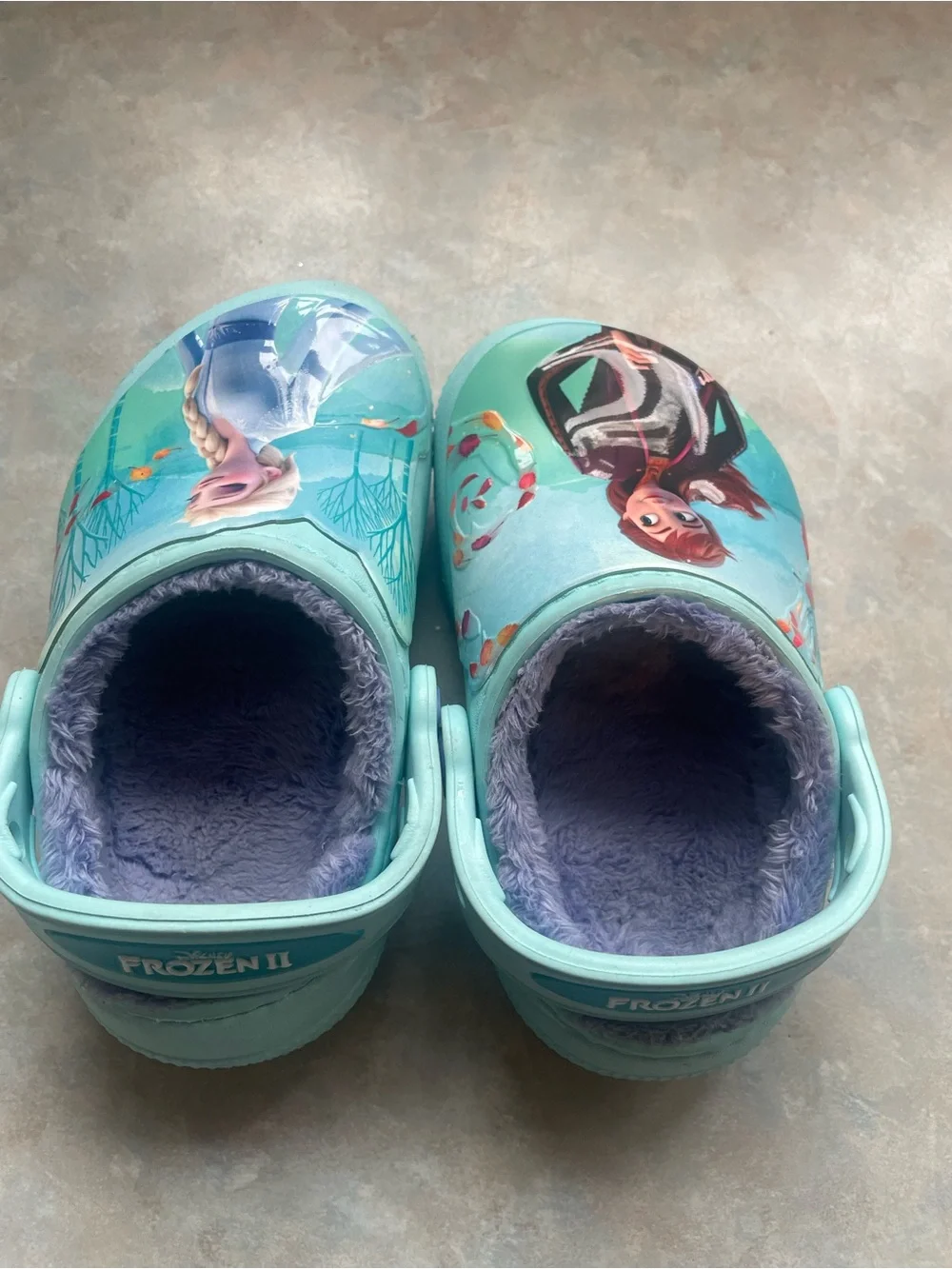 CROCS Kids Light Blue Frozen Character Fuzzy-Lined Clogs